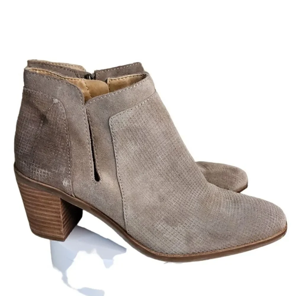 Lucky Brand- Women's Ponic Oil Suede Ankle Booties in Cinder Zip Size,  Size 10
